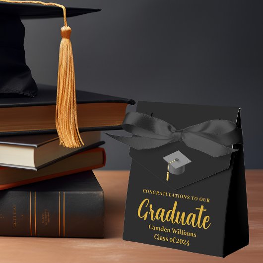 Chic Gold Black Personalisiert Graduation Party Geschenkschachtel