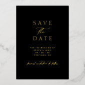 Chic Gold & Black Photo Wedding Save the Date Folieneinladung (Vorderseite)