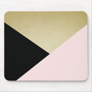 Chic Gold Black Pink Abstraktes Muster Mouse Pad Mousepad