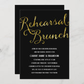 Chic Gold & Black Probe Brunch Einladung (Vorne/Hinten)