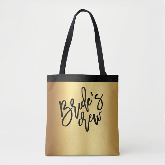 Chic Gold Black Script Bride Crew Hochzeit Tasche (Vorderseite)