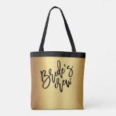 Chic Gold Black Script Bride Crew Hochzeit Tasche (Rückseite)