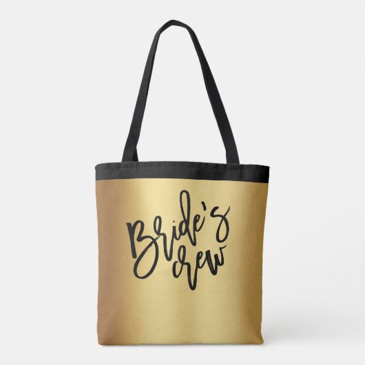 Chic Gold Black Script Bride Crew Hochzeit Tasche (Rückseite)