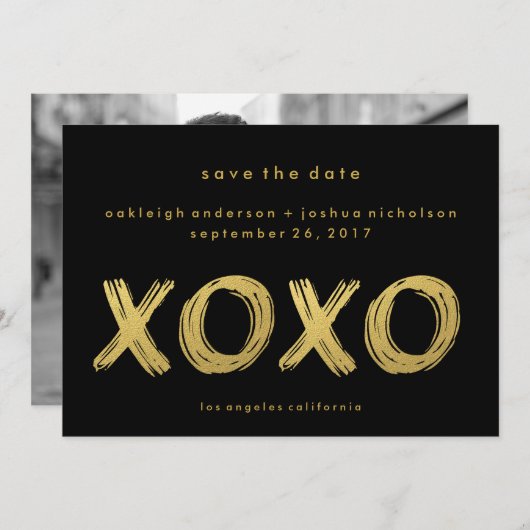 Chic Gold Black | XOXO-Foto Save the Date (Vorne/Hinten)