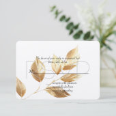 Chic Gold Blätter Hochzeit RSVP (Stehend Vorderseite)