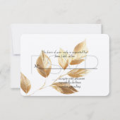 Chic Gold Blätter Hochzeit RSVP Karte (Vorderseite)