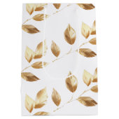 Chic Gold Blätter Wedding Mittlere Geschenktüte (Rückseite)