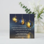 Chic Gold Blue Artistic Christmas Party Einladung (Stehend Vorderseite)