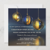 Chic Gold Blue Artistic Christmas Party Einladung (Vorderseite)