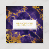 *~* Chic Gold Blue Marble Girly Haar Makeup Quadratische Visitenkarte (Vorderseite)