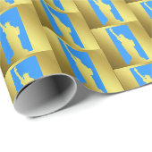 Chic Gold Blue Pattern Statue of Liberty New York Geschenkpapier (Rolleneckpunkt)