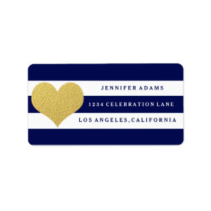 Chic Gold   Blue Strip Address Labels Adressaufkleber