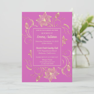 Chic Gold Blume Bridal Dusche Einladung