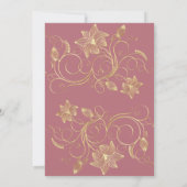 Chic Gold Blume Bridal Dusche Einladung (Rückseite)