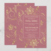 Chic Gold Blume Bridal Dusche Einladung (Vorne/Hinten)