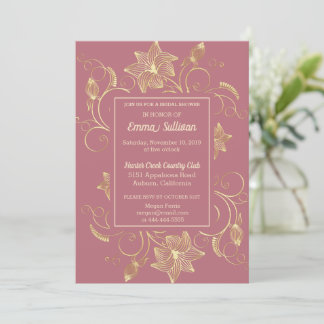 Chic Gold Blume Bridal Dusche Einladung