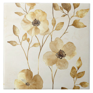 Chic Gold Blume Fliese