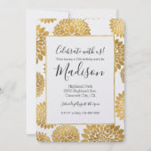Chic Gold Blume Geburtstag Einladung (Vorderseite)