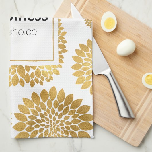 Chic Gold Blume Glück Geschirrtuch (Viertel Falte)