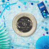 Chic Gold Blume Herz 50. Hochzeit Anniversar Pappteller (Party)