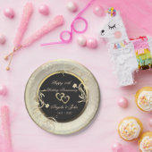 Chic Gold Blume Herz 50. Hochzeit Anniversar Pappteller (Party)