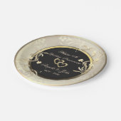 Chic Gold Blume Herz 50. Hochzeit Anniversar Pappteller (Schrägansicht)