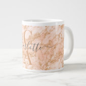 Chic Gold Blush Pink Marmor Glitzer Initialen Name Jumbo-Tasse (Vorderseite Rechts)