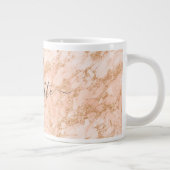 Chic Gold Blush Pink Marmor Glitzer Initialen Name Jumbo-Tasse (Rechts)