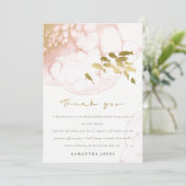 Chic Gold Blush Pink Unterwasser Fish Baby Dusche Dankeskarte (Stehend Vorderseite)