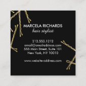 Chic Gold Bobby Buttone Friseur Stylist Salon Blac Quadratische Visitenkarte (Rückseite)