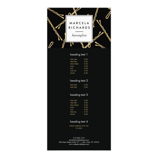 Chic Gold Bobby Buttone Friseur Stylist Salon Blac Werbekarte (Vorne)