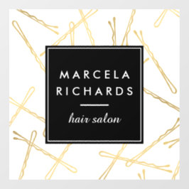 Chic Gold Bobby Buttone Friseur Stylist Salon Fensteraufkleber