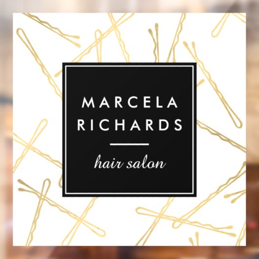 Chic Gold Bobby Buttone Friseur Stylist Salon Fensteraufkleber (Blatt 2)