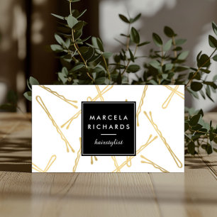 Chic Gold Bobby Buttone Friseur Stylist Salon Visitenkarte