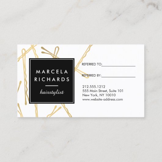Chic Gold Bobby Buttone Haarsalon Black Referendum Empfehlungskarte (Rückseite)