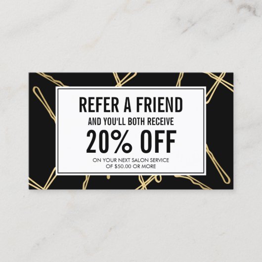 Chic Gold Bobby Buttone Haarsalon Black Referendum Empfehlungskarte (Vorderseite)