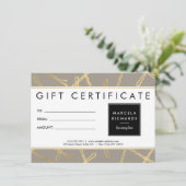 Chic Gold Bobby Buttons Friseur Graue Geschenkkart (Stehend Vorderseite)