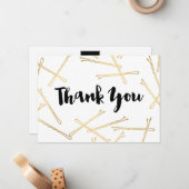 Chic Gold Bobby Buttons Friseur Salon Danke Mitteilungskarte (Vorderseite/Rückseite Beispiel)