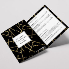 Chic Gold Bobby Buttons Friseur Schwarzer Broschür Dreifach Gefaltete Karte