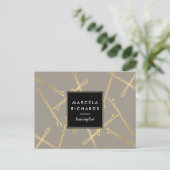 Chic Gold Bobby Buttons Friseur Stylist Salon Grau Postkarte (Stehend Vorderseite)