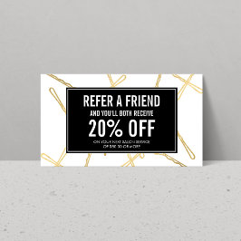 Chic Gold Bobby Buttons Hair Salon Empfehlungskart Empfehlungskarte