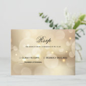 Chic Gold Bokeh Light Wedding Rsvp Einladung (Stehend Vorderseite)