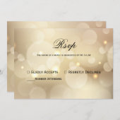 Chic Gold Bokeh Light Wedding Rsvp Einladung (Vorne/Hinten)