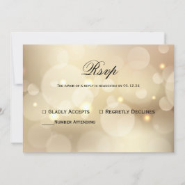 Chic Gold Bokeh Light Wedding Rsvp Einladung
