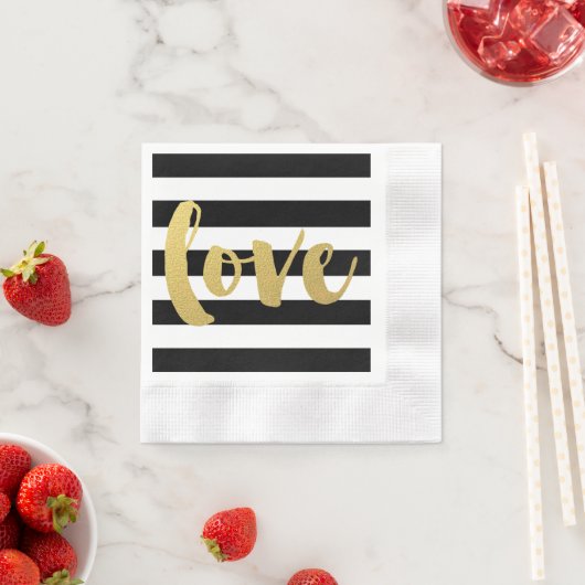Chic Gold | Bold Black Strip LIEBE Napkins Serviette (Beispiel)