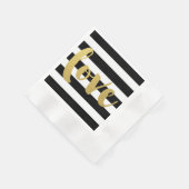 Chic Gold | Bold Black Strip LIEBE Napkins Serviette (Ecke)