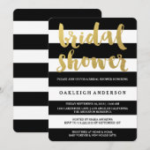 Chic Gold | Bold Black Stripe Brautparty Einladung (Vorne/Hinten)