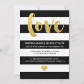 Chic Gold | Bold Black Stripe Wedding Einladung (Vorderseite)