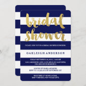 Chic Gold | Bold Blue Stripe Brautparty laden Einladung (Vorne/Hinten)