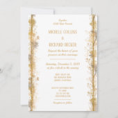 Chic Gold Botanical Border Wedding Einladung (Vorderseite)